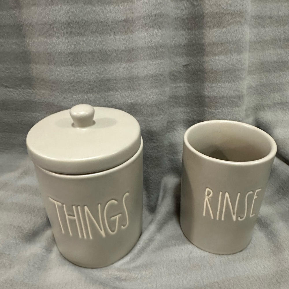 Rae Dunn Gray Bathroom accessories, etc